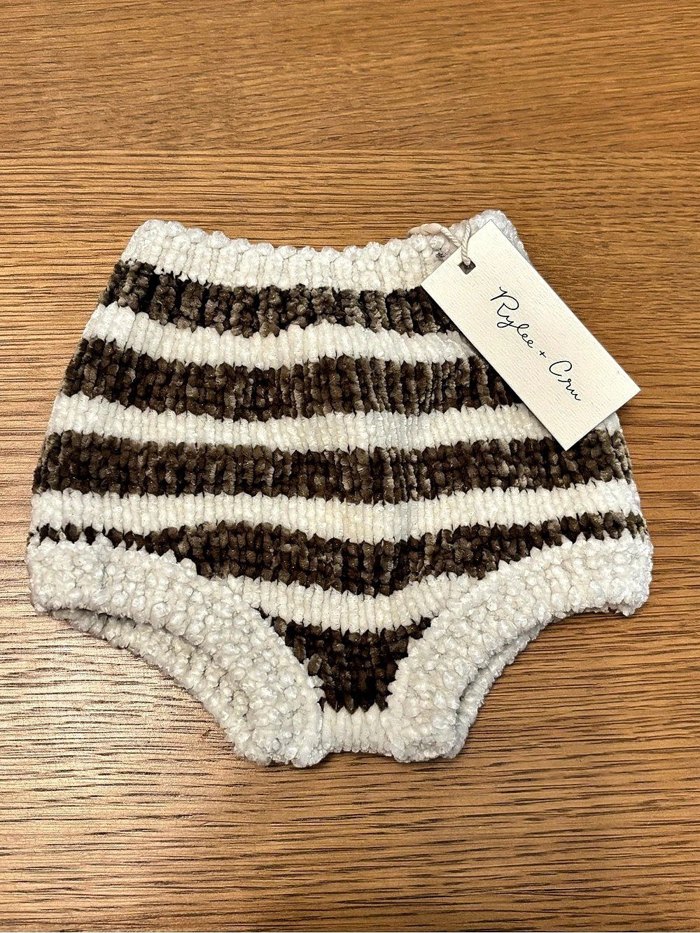 Rylee + Cru stripe Knit Bloomers Cream & Olive Baby 0-3m